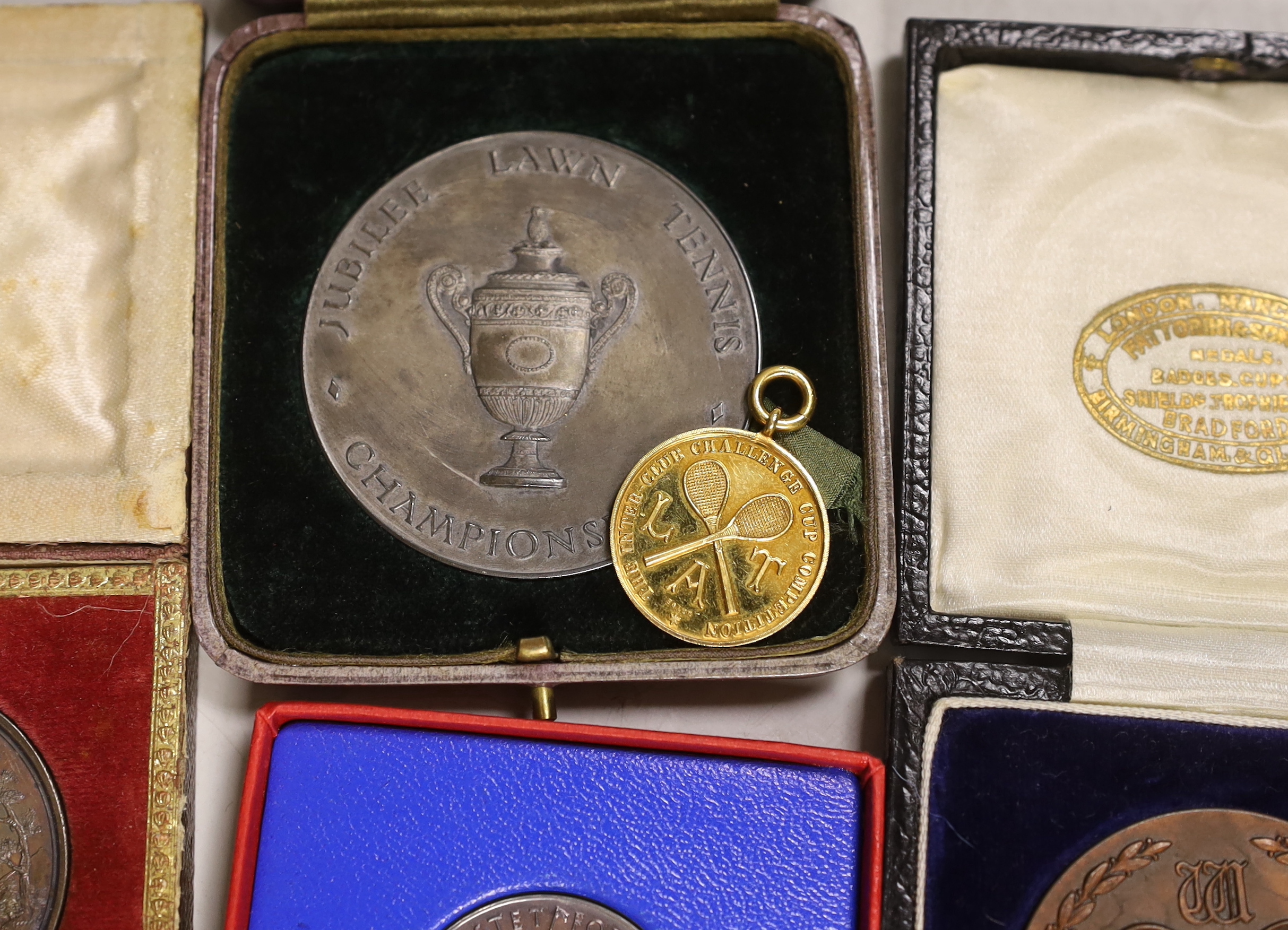 Tennis Interest. A group of 1890's to 1920's Tennis prize medallions presented to Sir Herbert William Wrangham Wilberforce